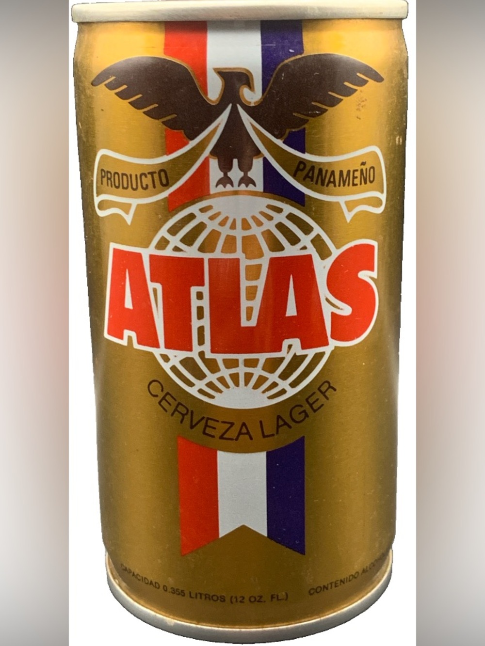 Vintage Beer Can Atlas Cervaza Lager Beer Pull Tab Empty Panama